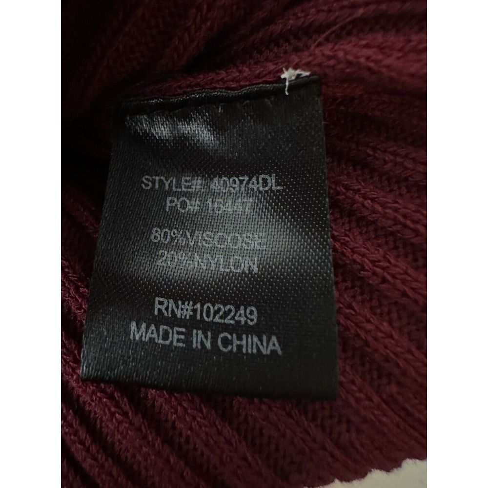 Skies are Blue Anthropologie Top Womens Medium Burgundy Long Sleeve‎ Stretch - Picture 8 of 8